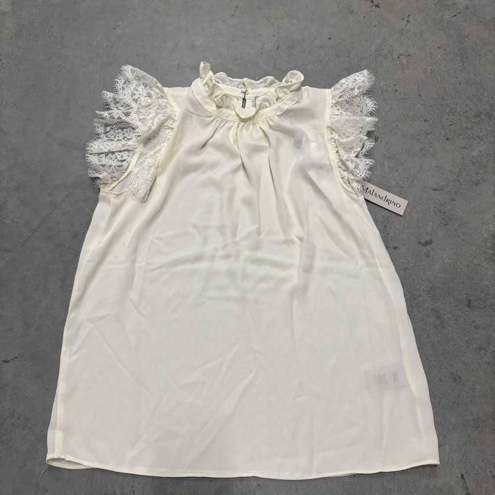 NWT Catherine Malandrino Ruffle Lace Top Women's Size XS‎ Off White